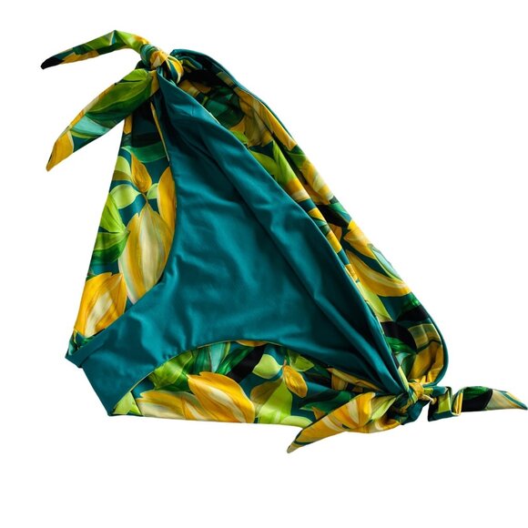 Etam Reversible Foldover ropical Splash Bikini Bottom XL w/Ties - Picture 6 of 10